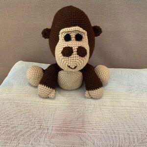 Adorable Brown and Cream Crochet Monkey Toy